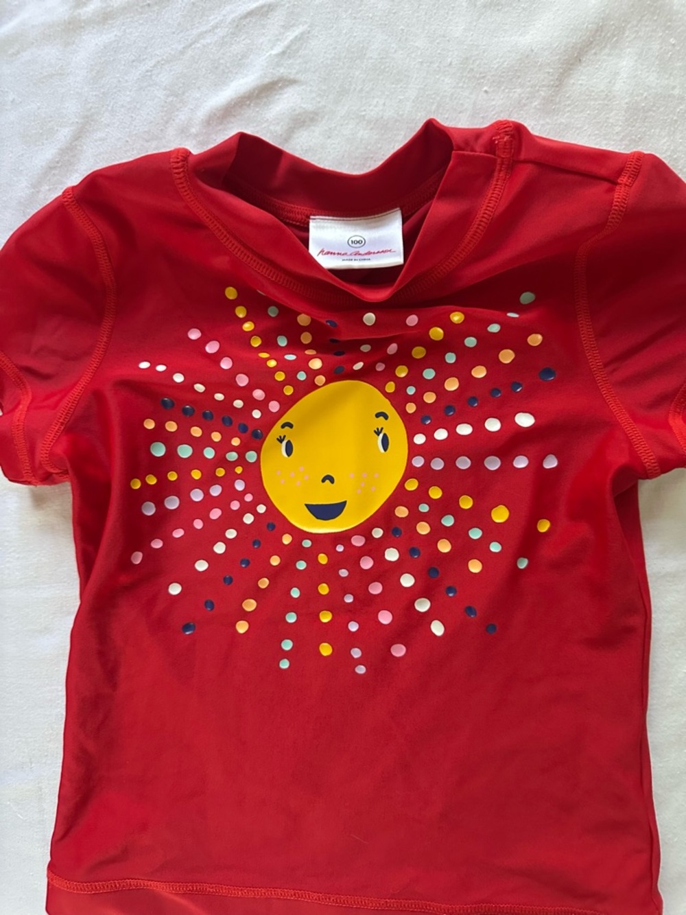 Hanna Andersson Kids Rash Guard Swim Top Red Sun Print Size 100 (3T 4T) - Picture 3 of 6